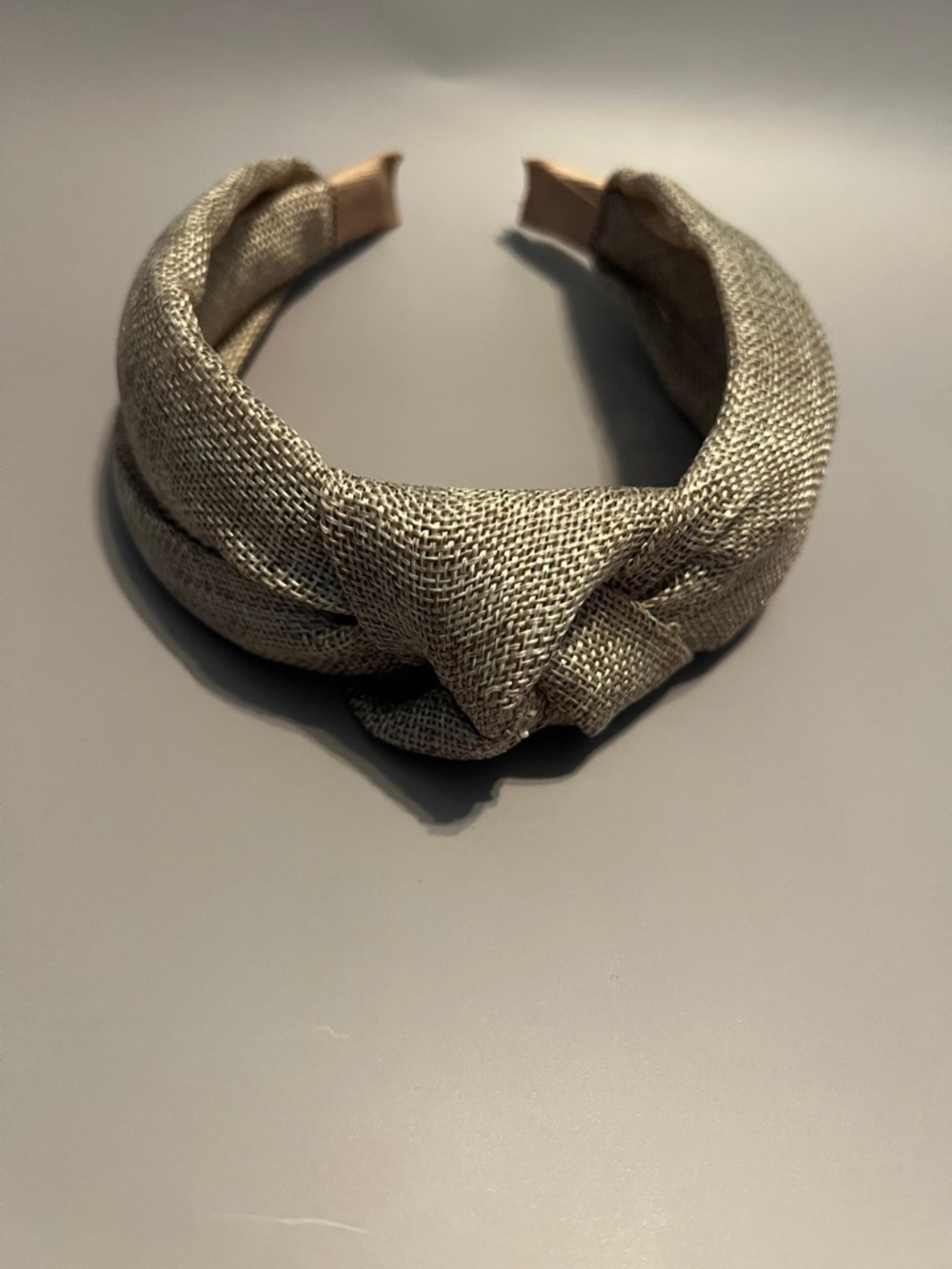 Vintage-Style Burlap Knot Headband - Neutral Tan/Beige